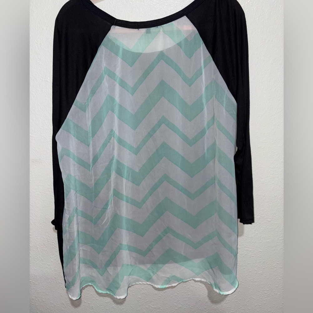 Ransom Black and Blue Graphic Long Sleeve Top - Picture 2 of 5